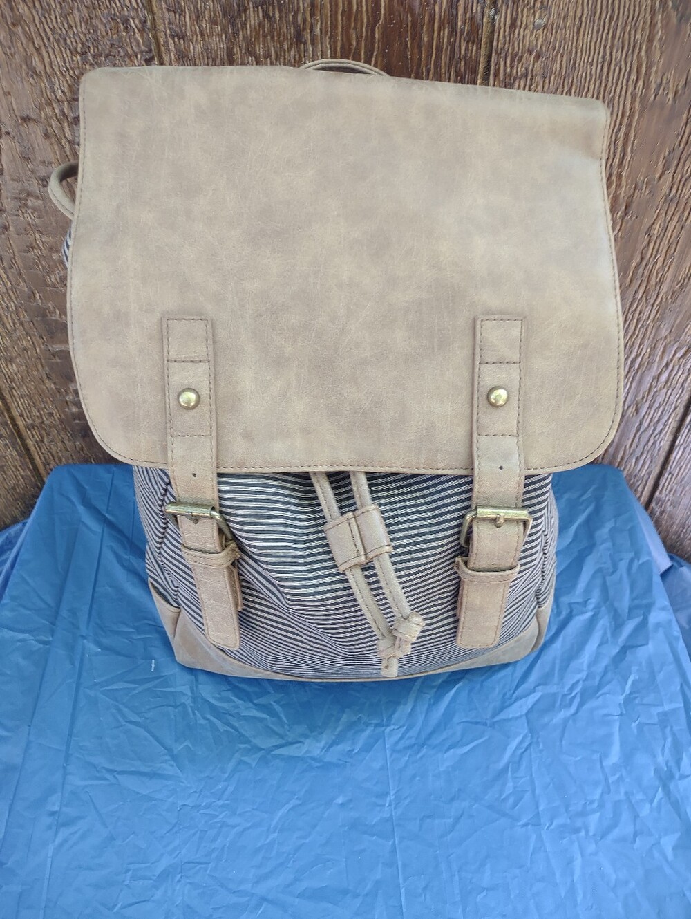 Vintage Y2K American Eagle Canvas and Faux Leather Messenger Backpack
